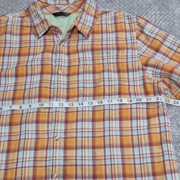 The North Face Bagley Poplin Shirt Mens Orange Plaid XL Button Up Short Sleeve - Picture 3 of 5